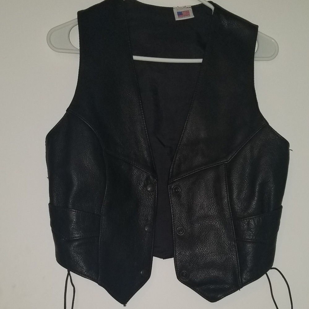Black leather vest